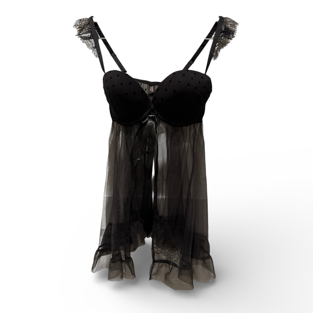 Victoria’s Secret Elegant Black Lace Babydoll Lingerie